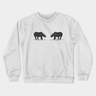 Rhinos in Love - cool animal ink art design - on white Crewneck Sweatshirt